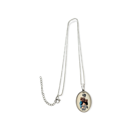Necklace silver steel mother with boys2